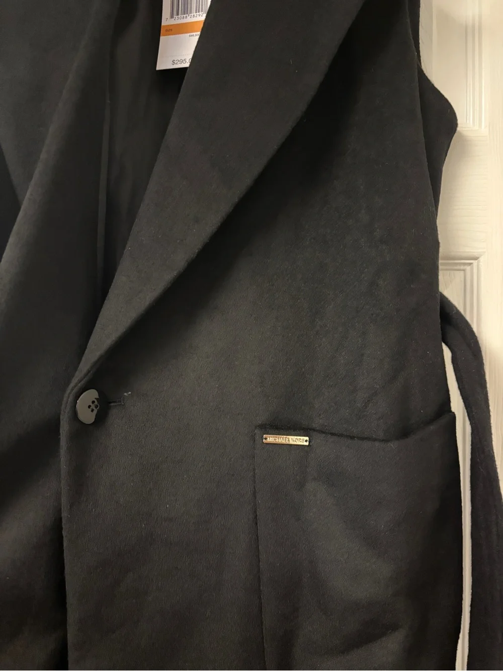 NWT Michael Kors Sleeveless Belted Wool Blend Wrap Coat Black Sz S $295
